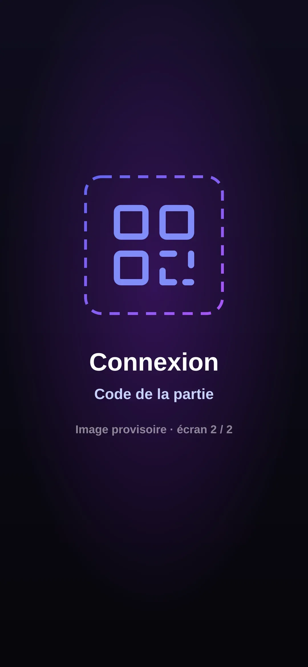 Écran Connexion : code de la partie